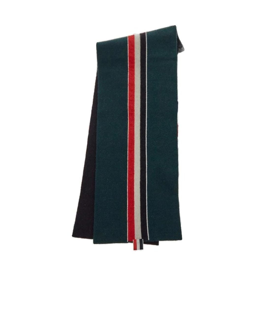 Thom Browne Blue Rwb Stripe Detailed Knitted Scarf for men