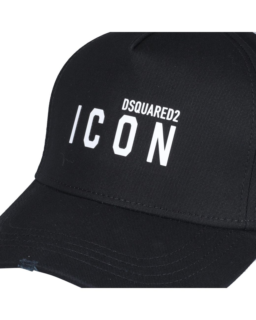 DSquared² Black Logo Printed Distressed Baseball Cap for men