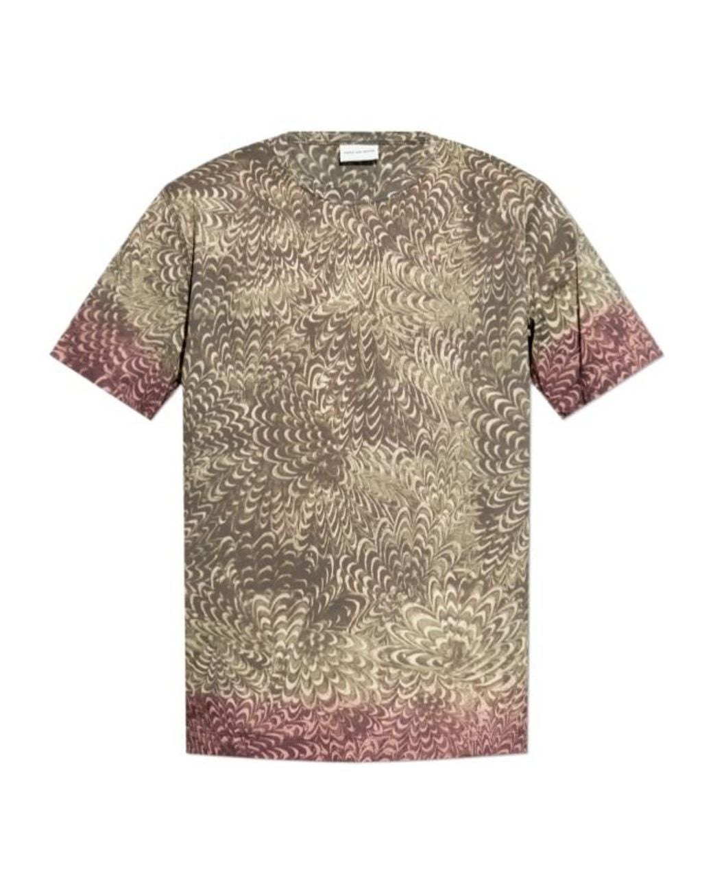Dries Van Noten Multicolor Allover Printed Crewneck T-Shirt for men