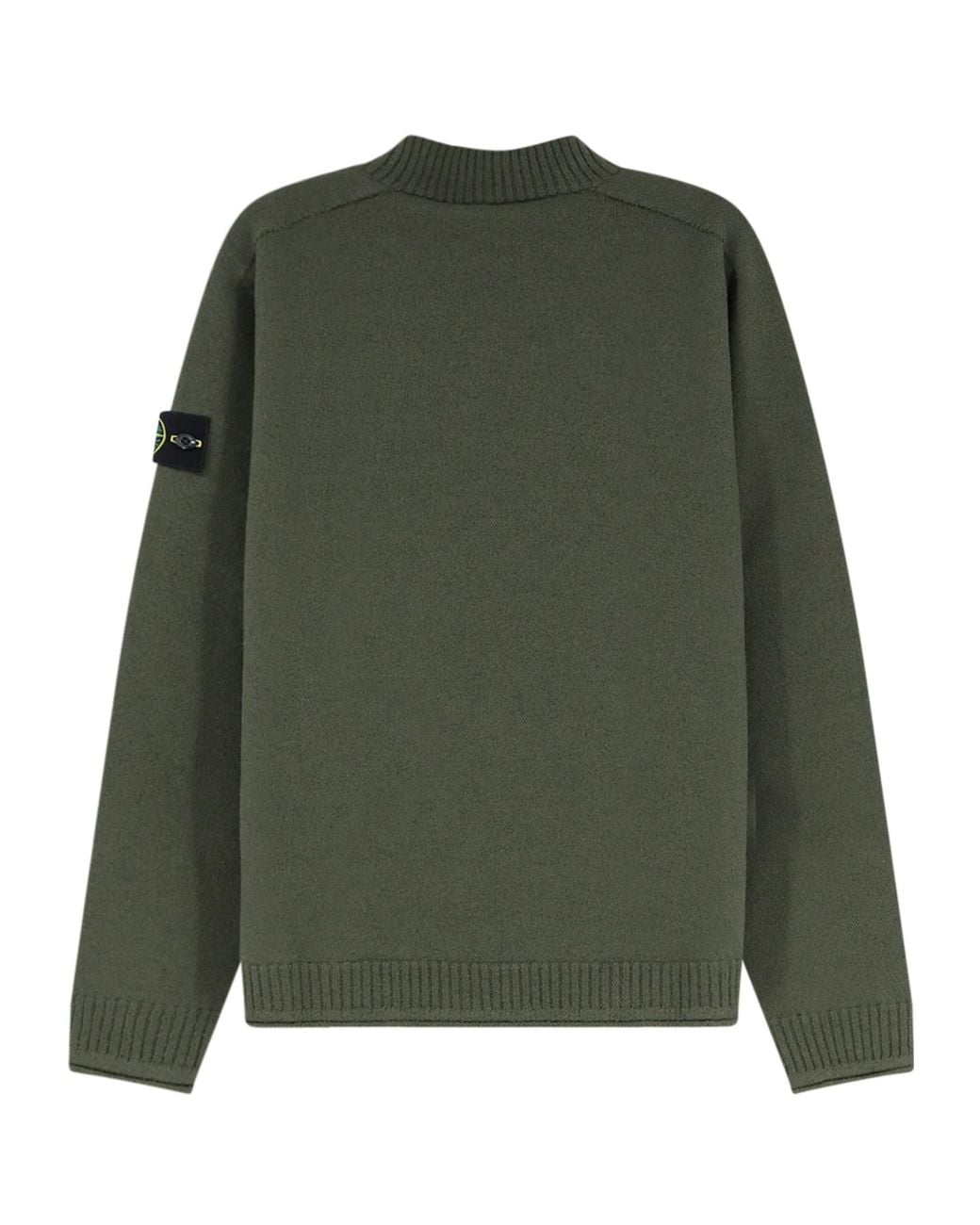 Stone Island Green Regular-Fit Mock Neck Jumper With Rolled Edges for men