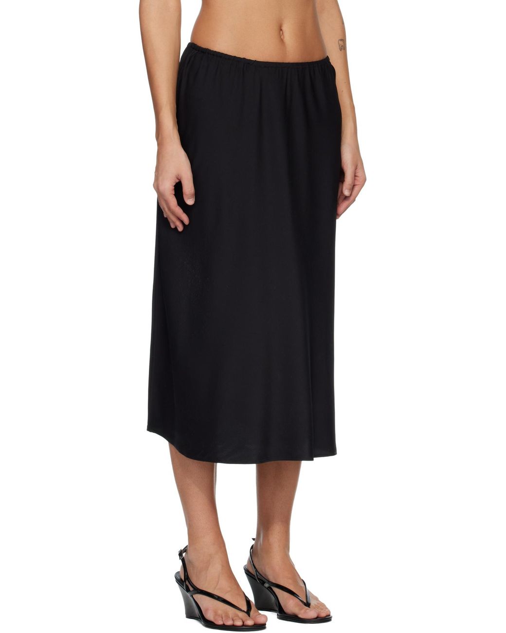 Lisa Yang Black Silk Midi Skirt