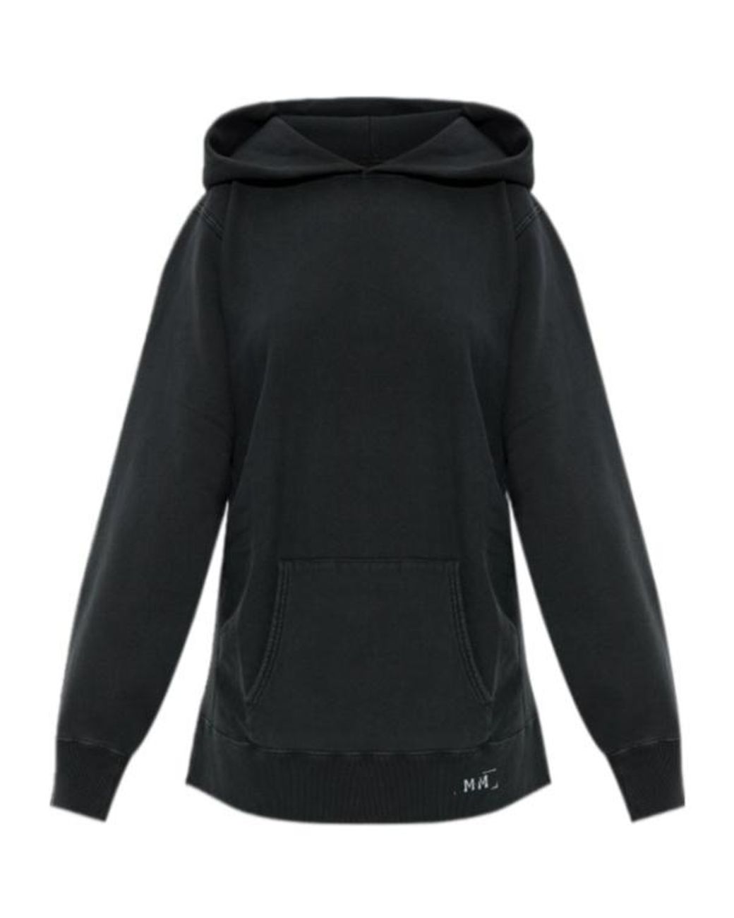 Maison Margiela Black Logo Printed Oversized Hoodie