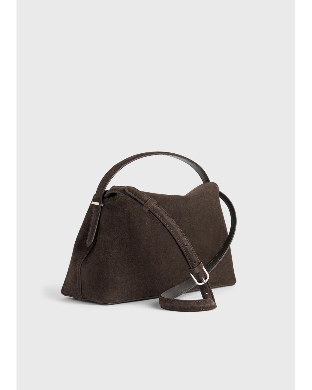 Totême Brown T-Lock Suede Top-Handle Shoulder Bag