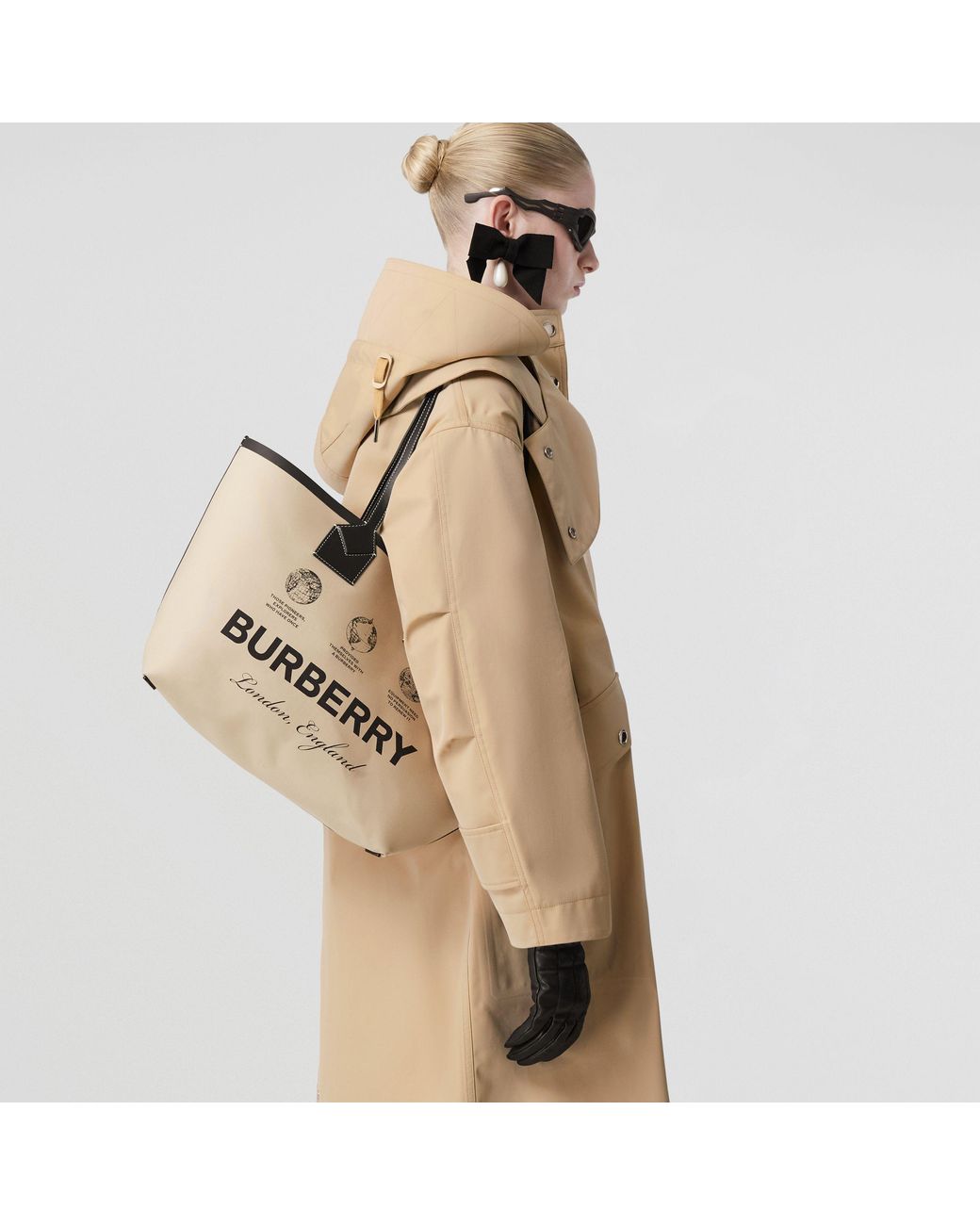 Burberry Natural Logo Printed Top Handle Bag