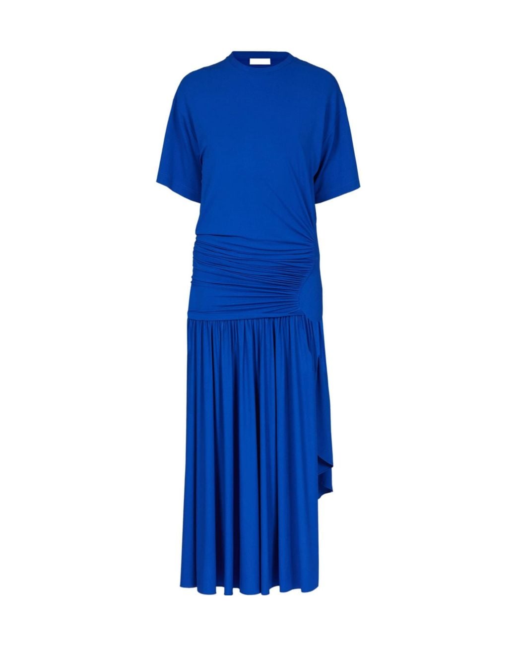 Ferragamo Blue Long T-Shirt Dress With Drape Detail