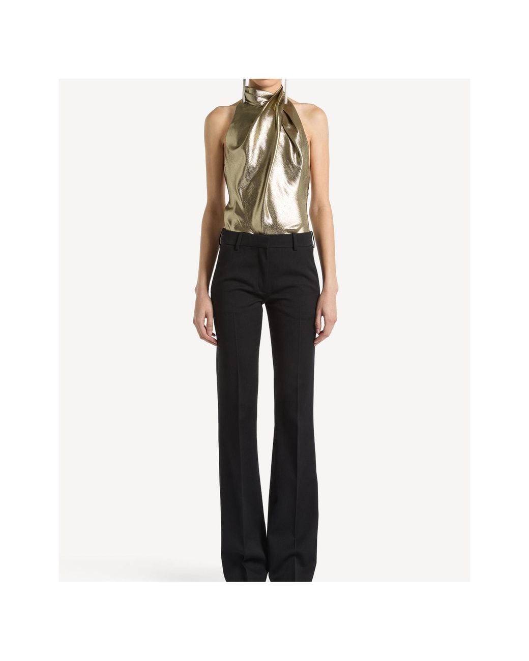 Balmain Green Backless Lurex Jersey Top