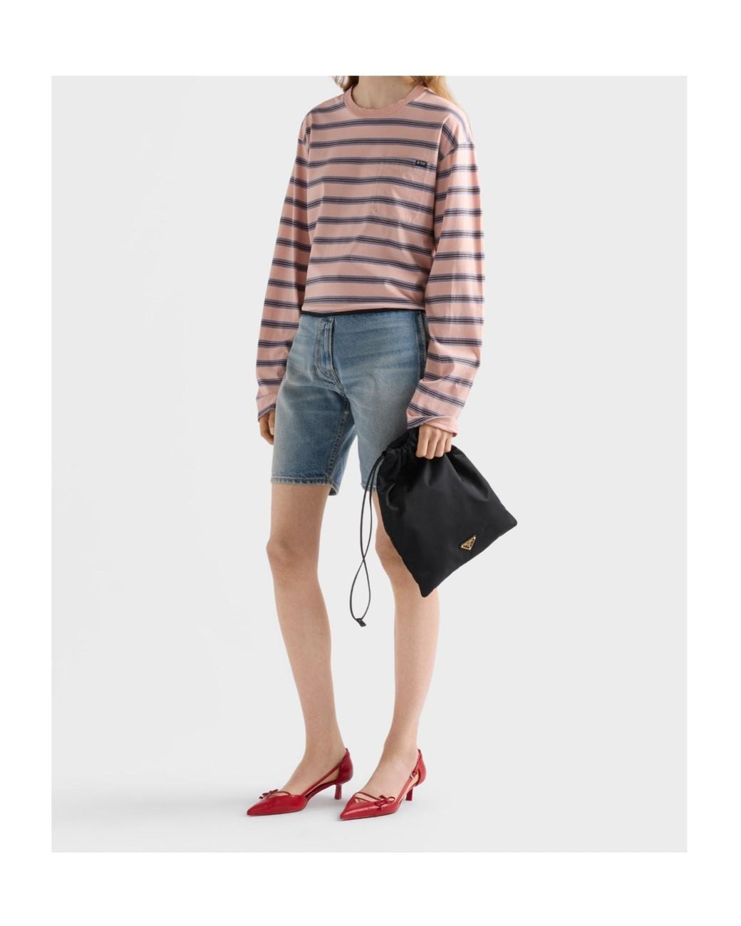 Prada Brown Striped Long-Sleeved T-Shirt
