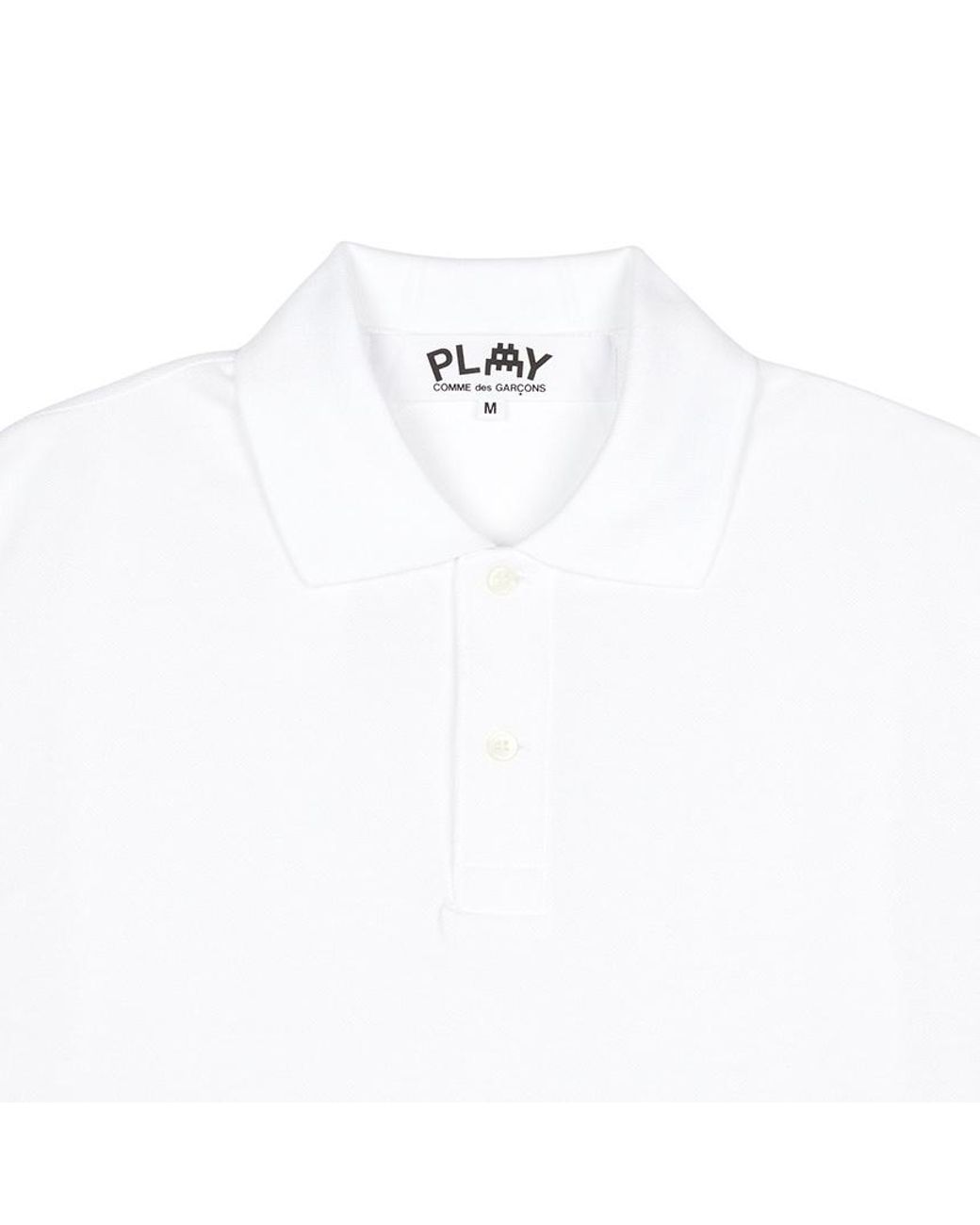 COMME DES GARÇONS PLAY White Logo-Appliqué Cotton Polo Shirt for men
