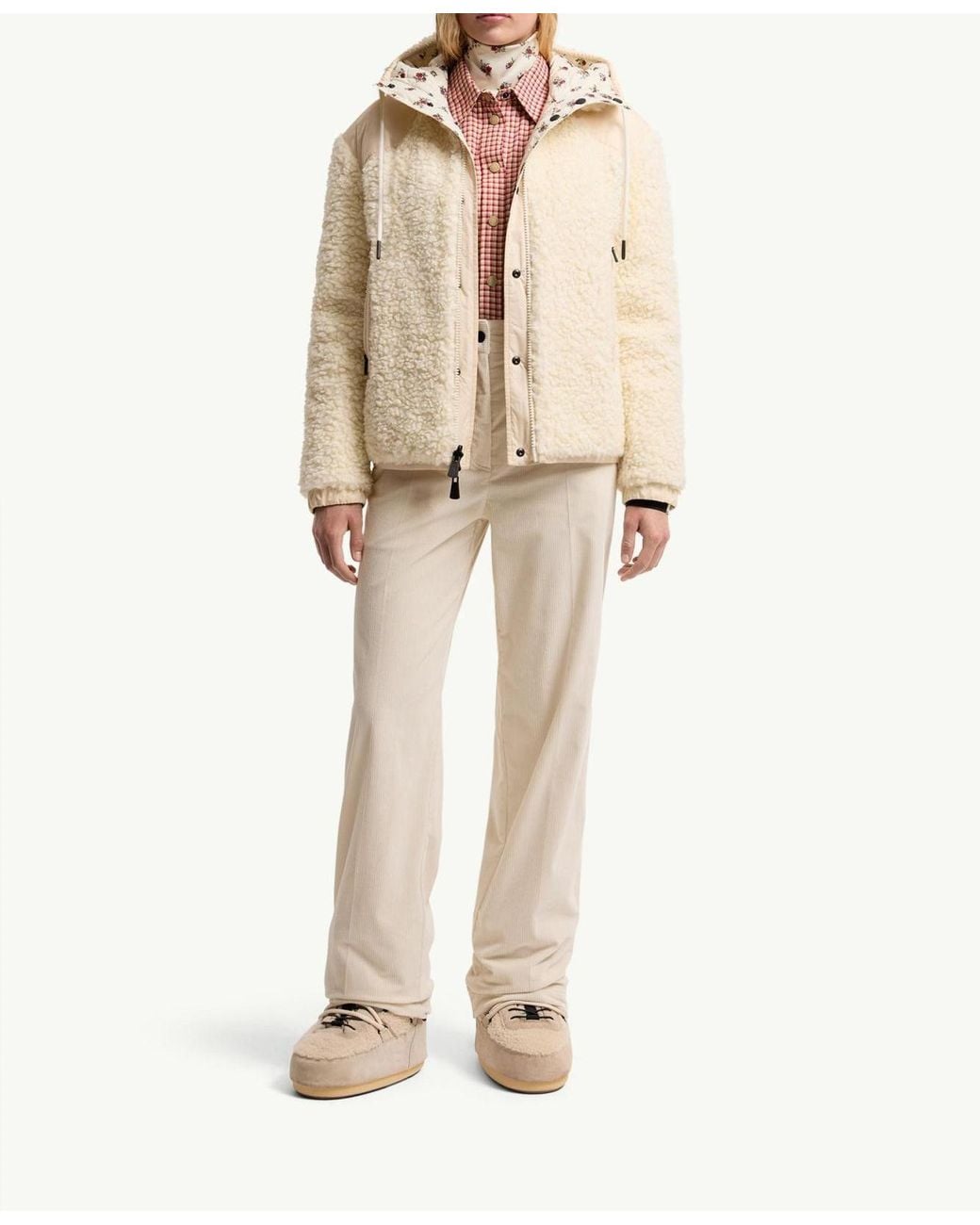 Moncler Natural Grenoble Hooded Zip-Up Jacket
