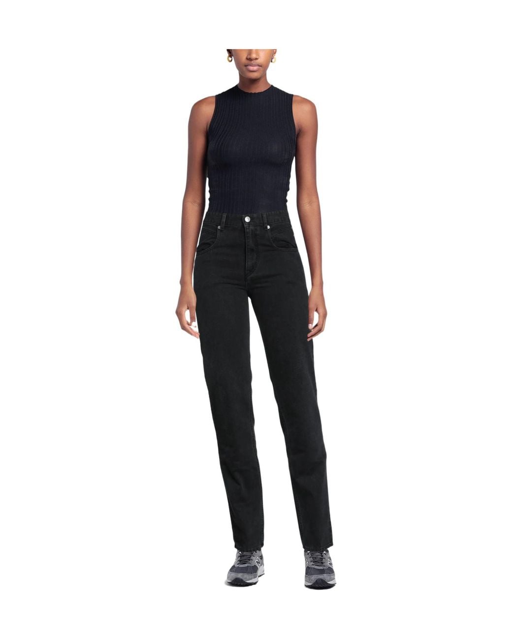 Isabel Marant Black High-Waisted Straight-Leg Jeans