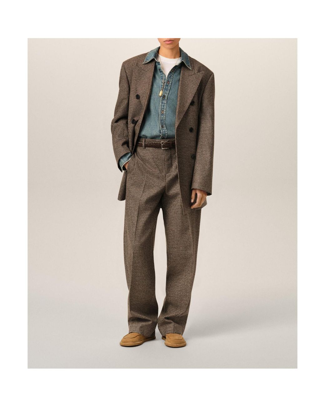 AMI Natural Ami Checked Tailored Pants