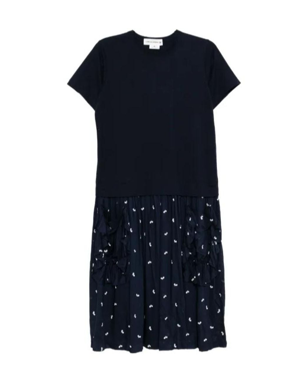 Comme des Garçons Blue Ruffled-Pocket Dress