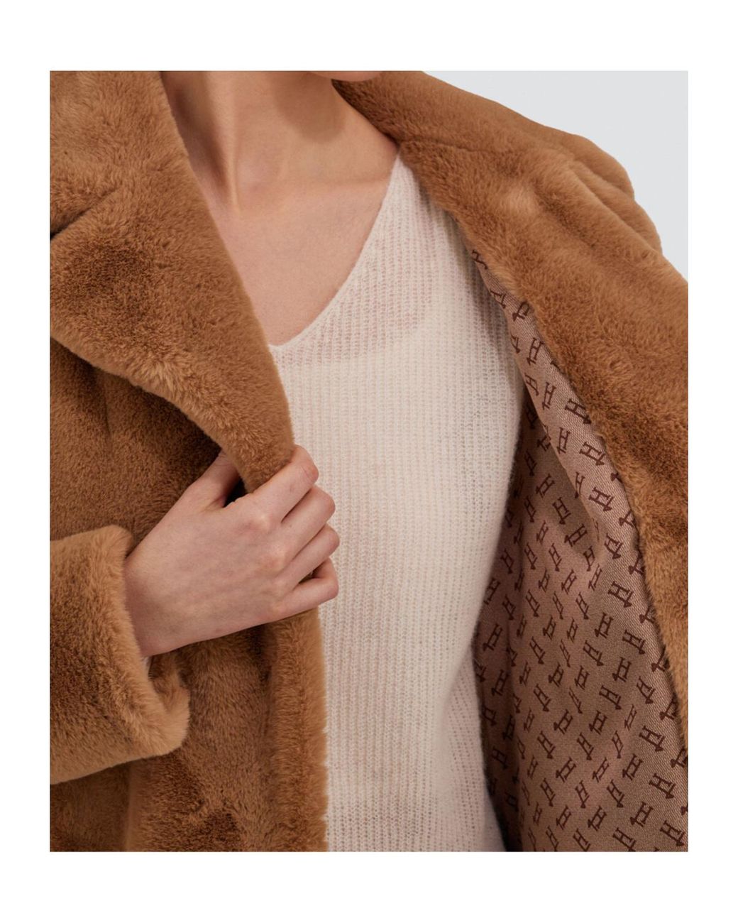 Herno Brown Alpaca Jacket With Fringing