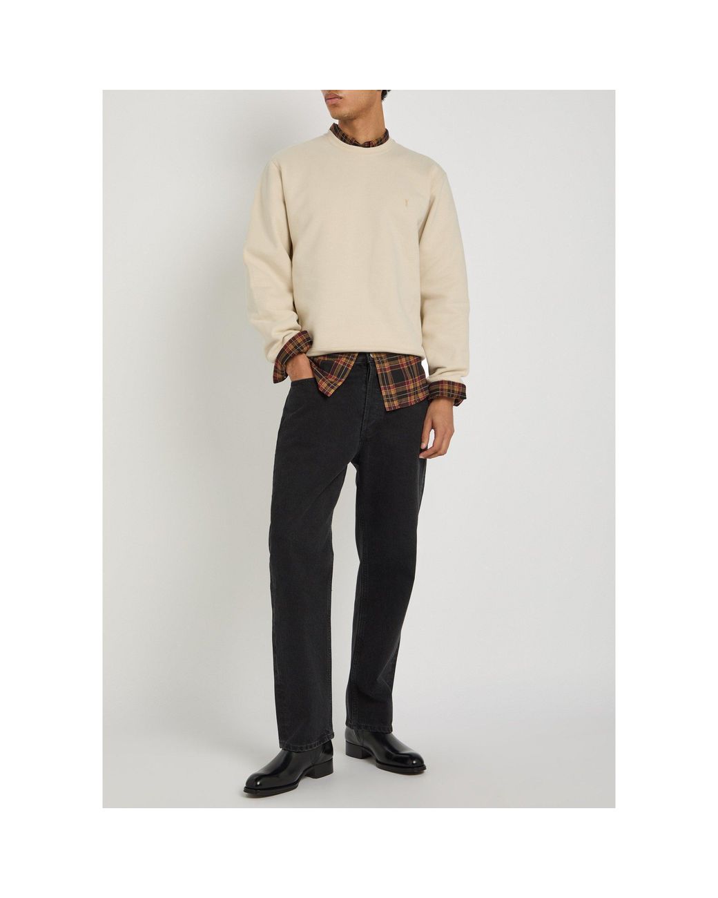 Saint Laurent Natural Round-Neck Sweatshirt for men
