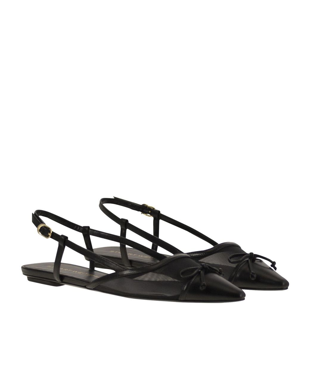 Stuart Weitzman Black Clear Quilted Pointed Flat Sandals