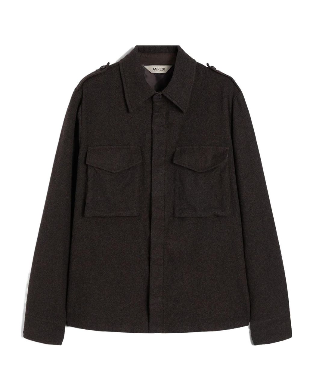 Aspesi Black Long-Sleeve Buttoned Shirt for men