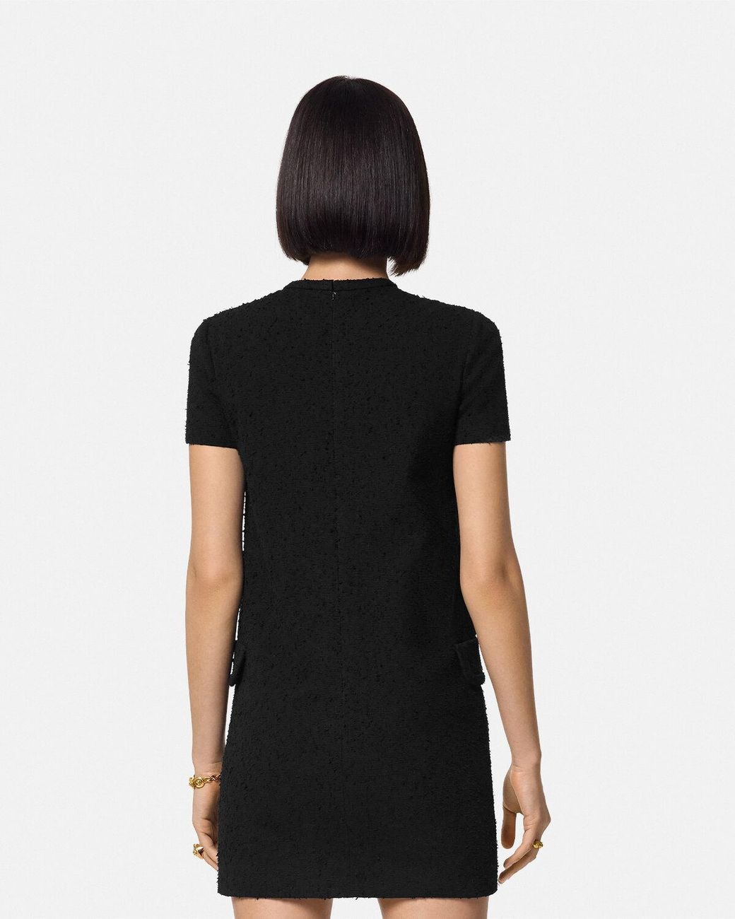Versace Black Tweed Shift Minidress