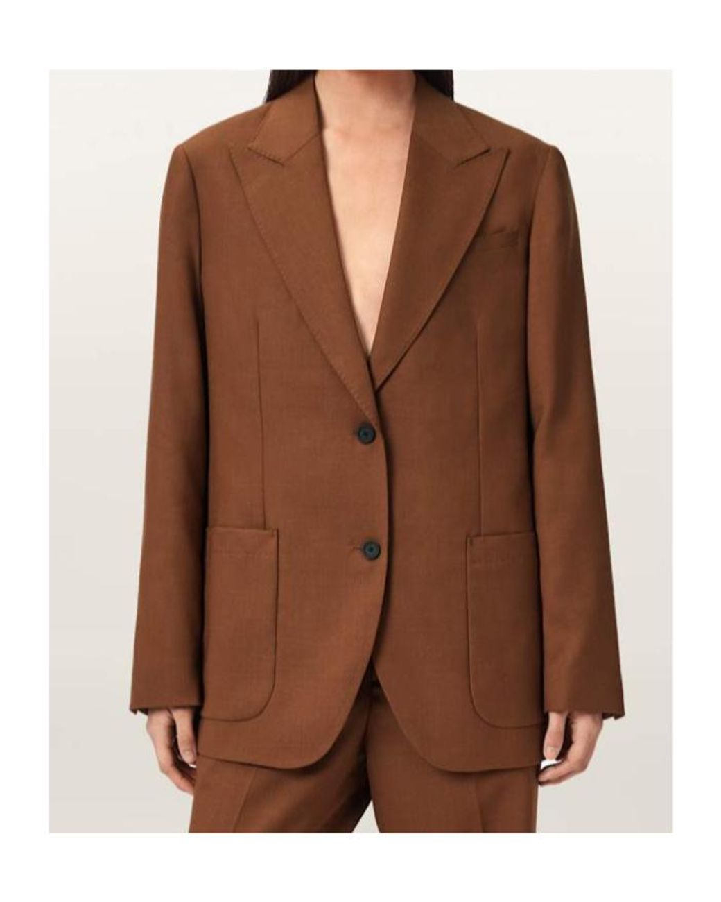 AllSaints Brown Beck Single-Breasted Blazer