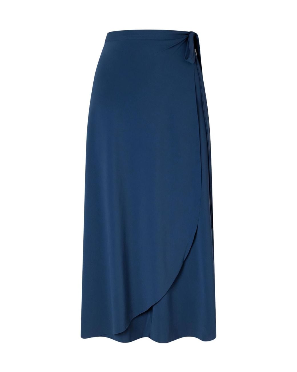 Eres Blue Stretch-Jersey Wrap Midi Skirt