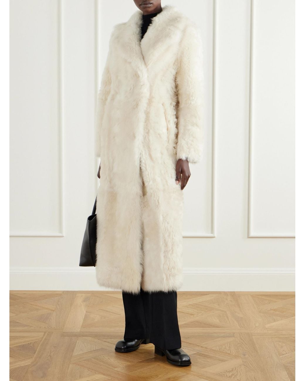 Yves Salomon White Shearling Coat