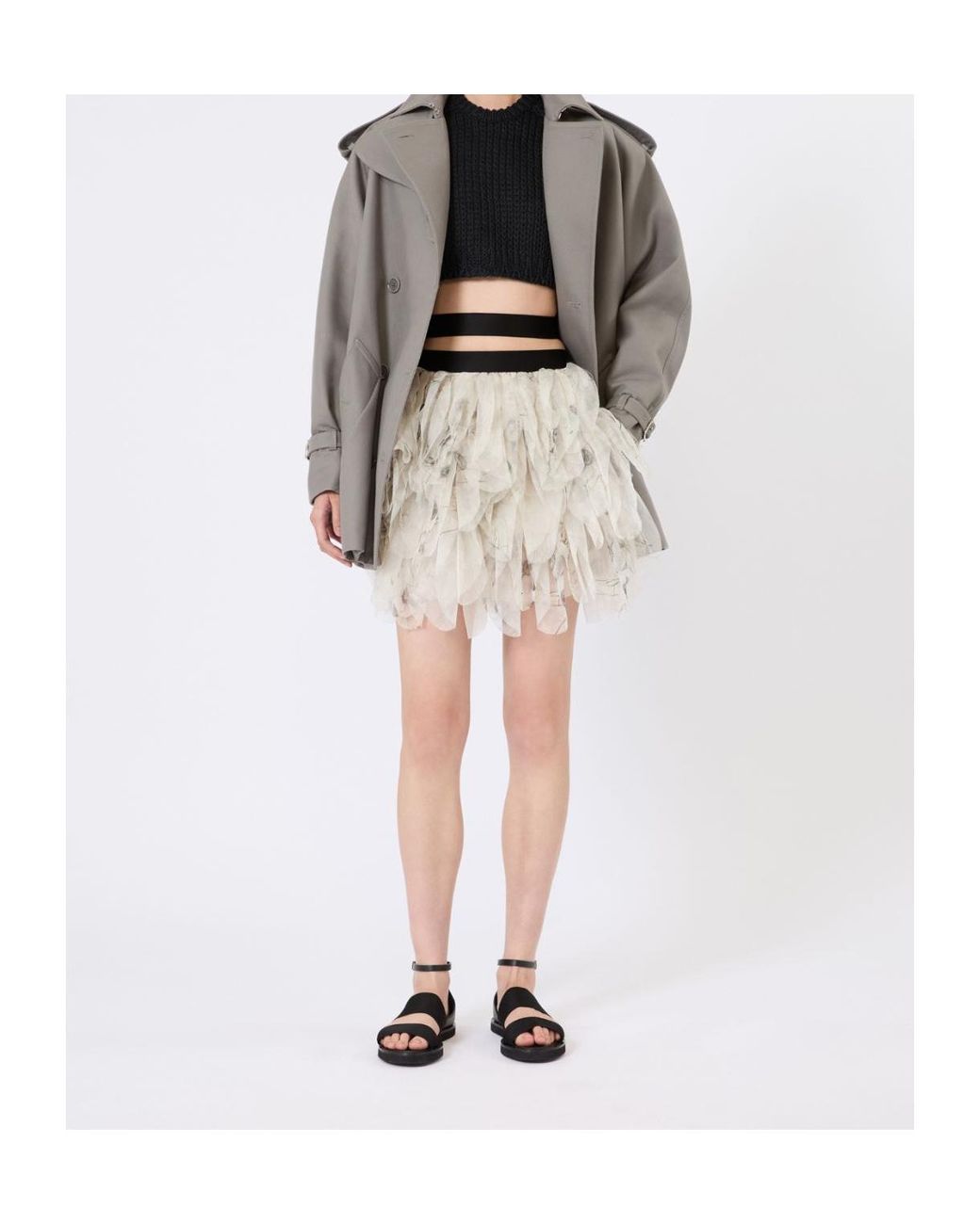 Max Mara Gray Double-Breasted Belted Coat