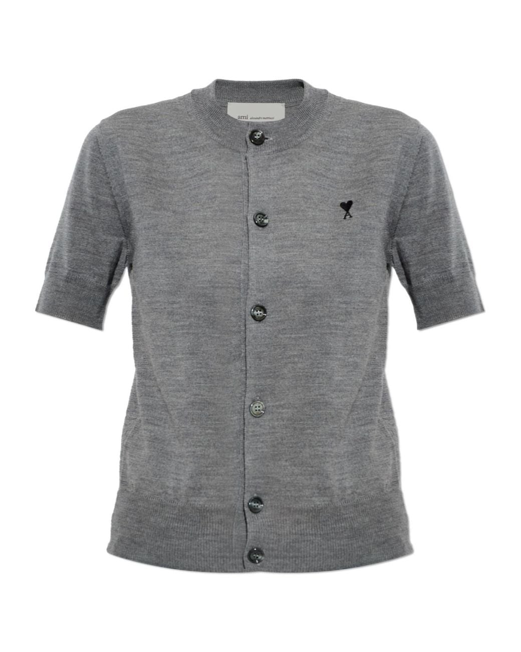 AMI Gray Ami Ami De Coeur Short-Sleeved Cardigan