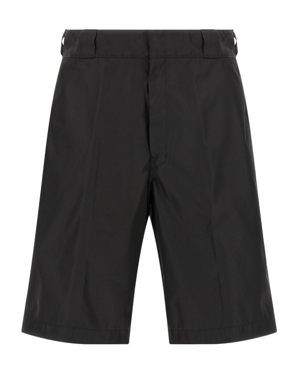 Prada Black Logo Plaque Bermuda Shorts for men