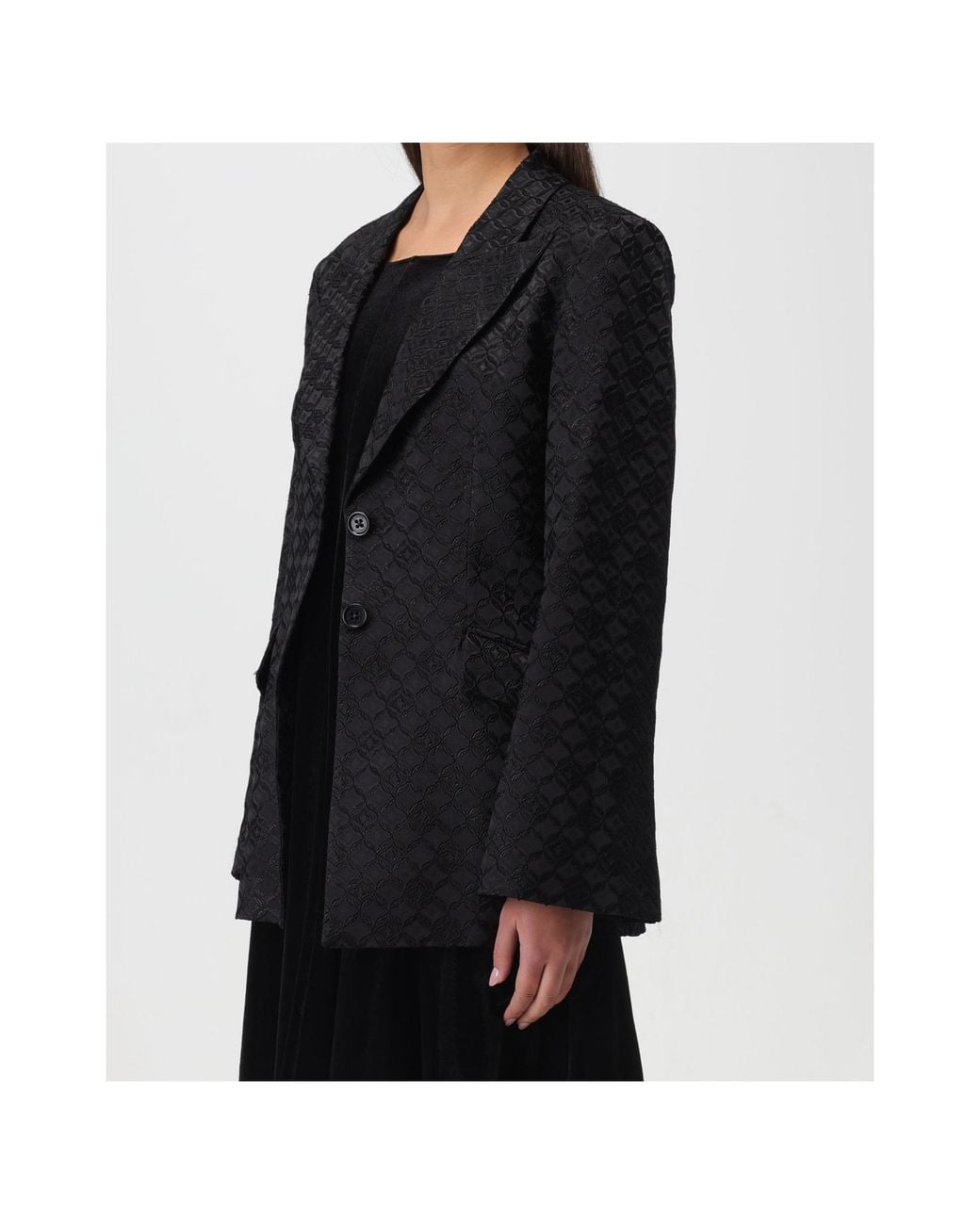 Alberta Ferretti Black Stretch Damask Jacket