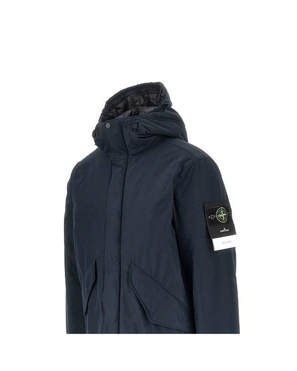 Stone Island Blue Padded Short Hooded Jacket for men
