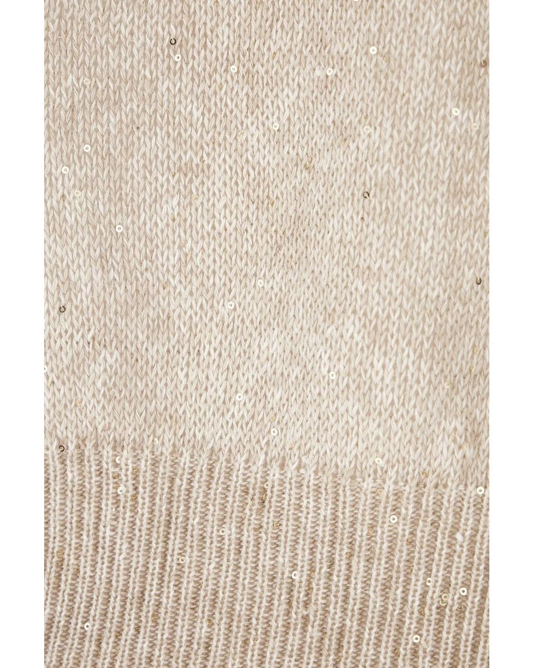 Brunello Cucinelli White Sequined Short-Sleeve Jumper