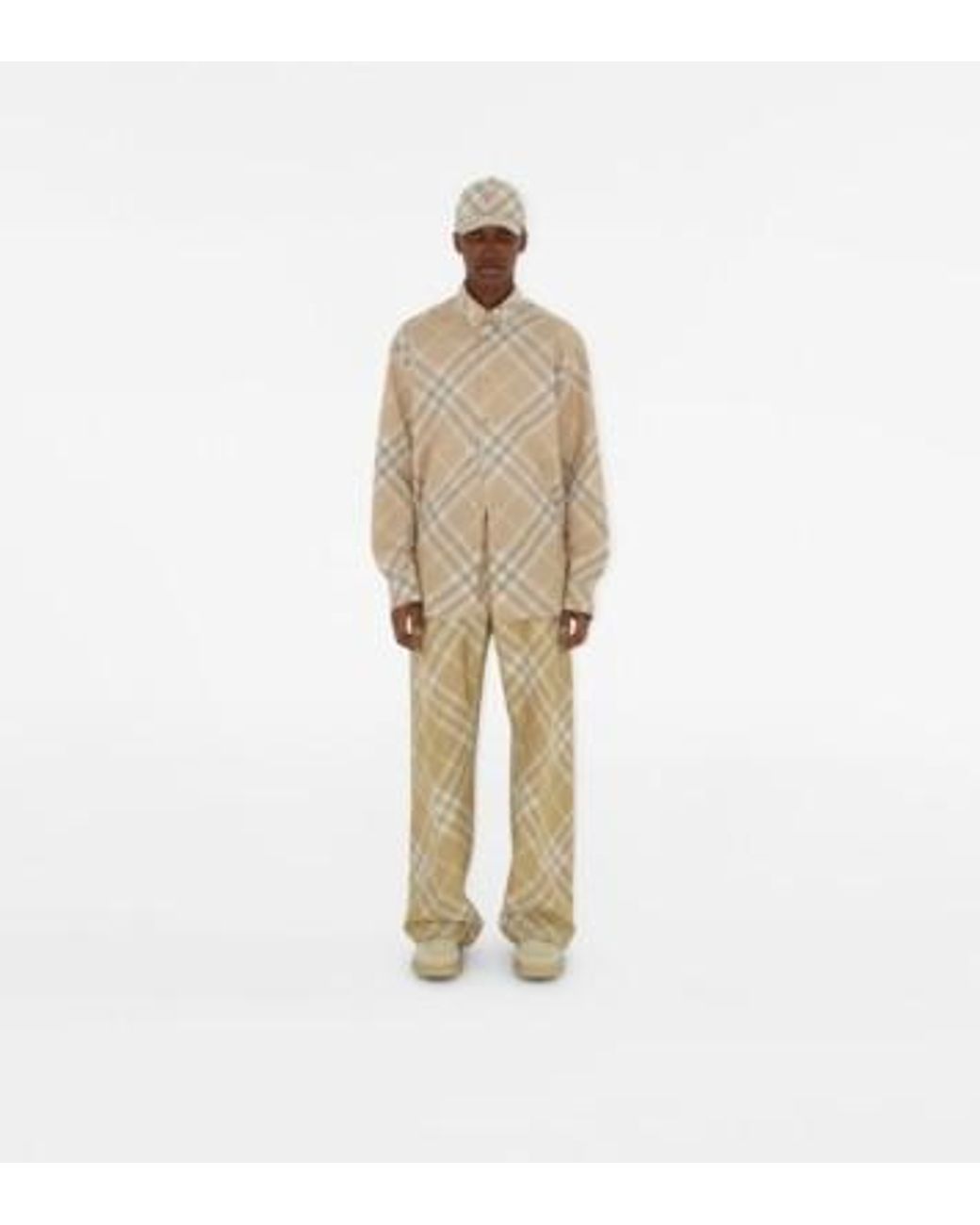 Burberry Natural Checked Curved-Peak Baseball Hat for men