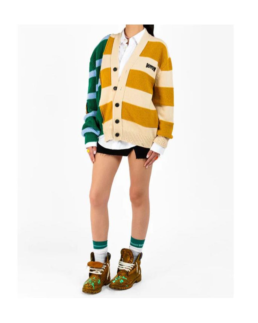 Barrow Yellow Striped Cardigan for men
