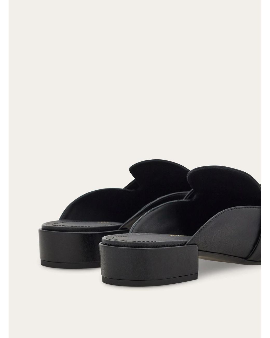 Ferragamo Black Gancini Ornament Mule