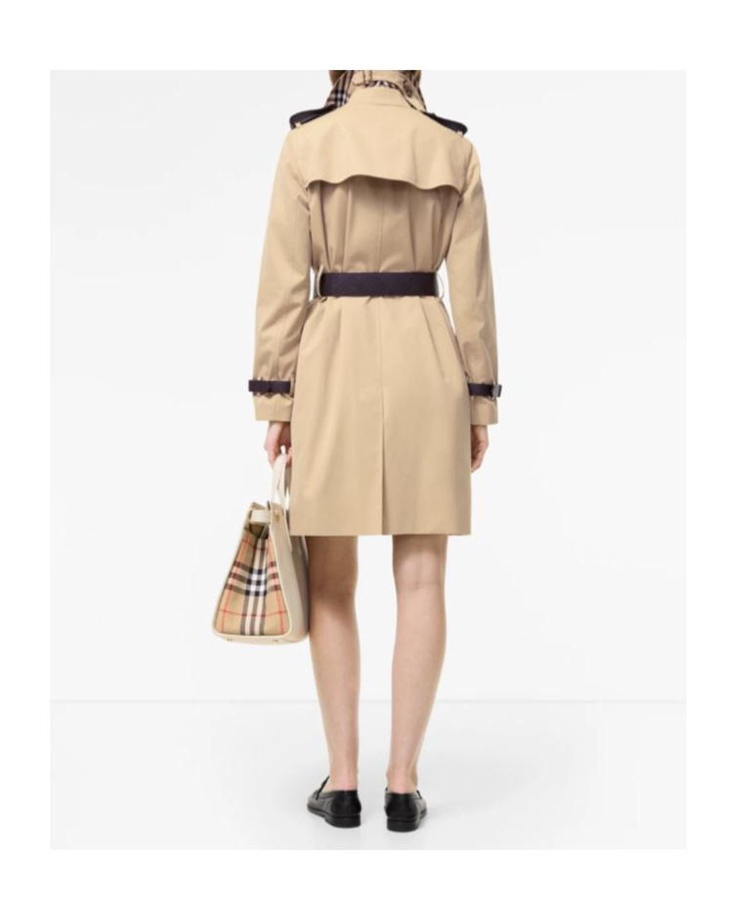 Burberry Natural Kensington Leather-Trim Double-Breasted Trench Coat