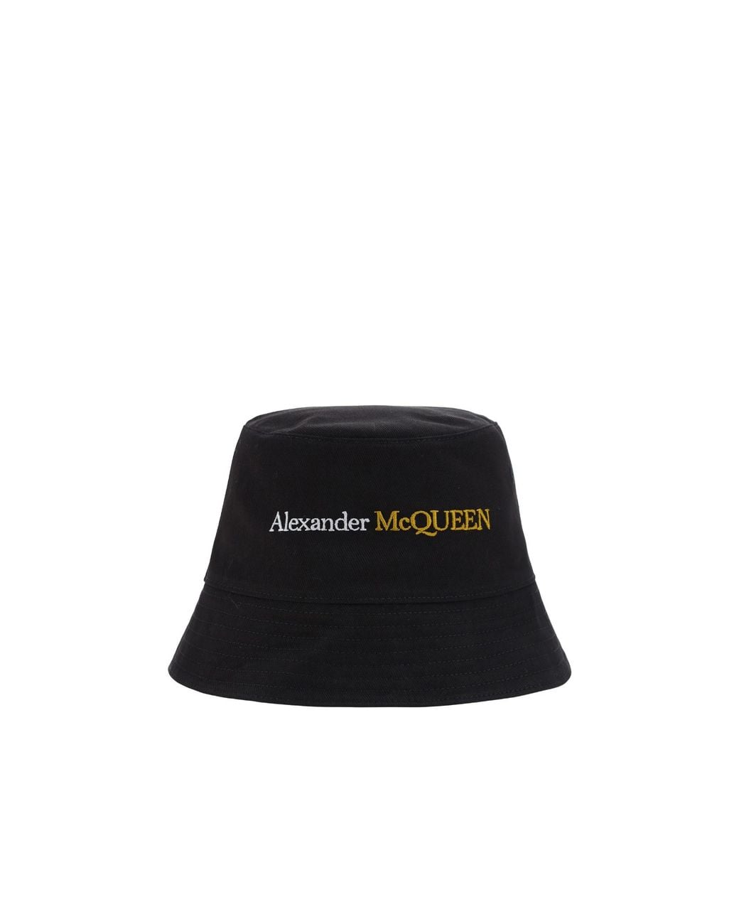 McQueen Black Logo Embroidered Bucket Hat for men