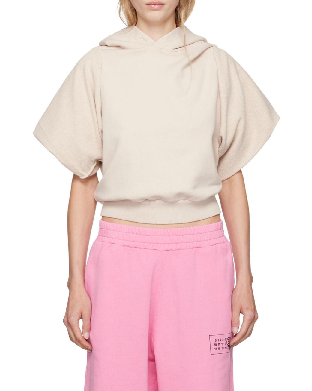 MM6 by Maison Margiela Natural Drop-Shoulder Hooded Sweatshirt