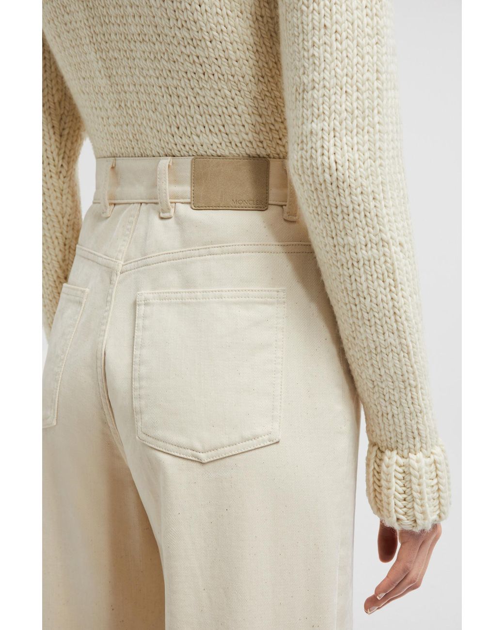 Moncler White Cropped Tapered Leg Jeans