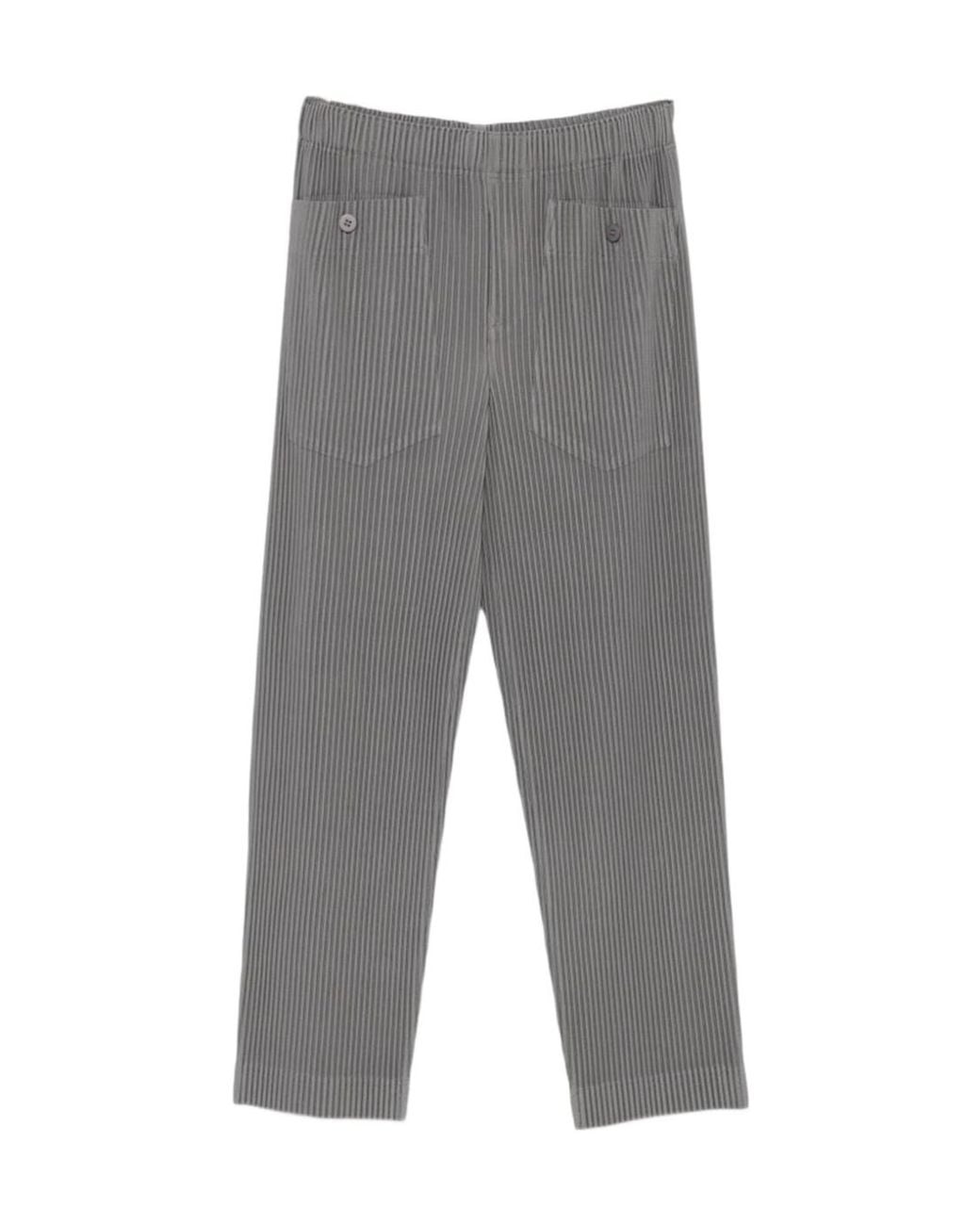 Homme Plissé Issey Miyake Gray Pleated Casual Trousers for men