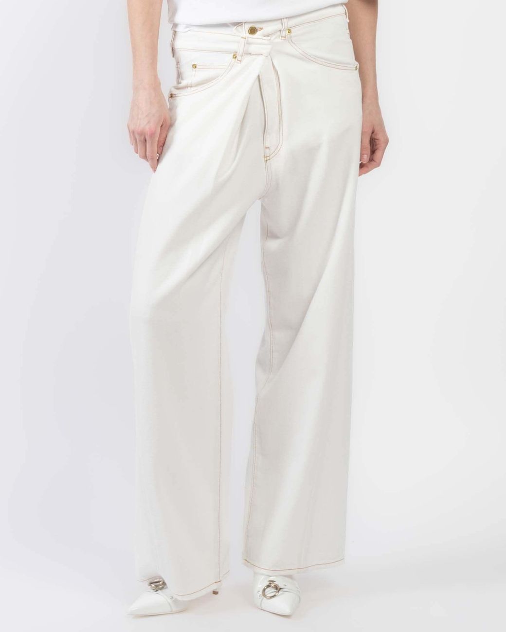 DARKPARK White Ines Fold Over Jeans