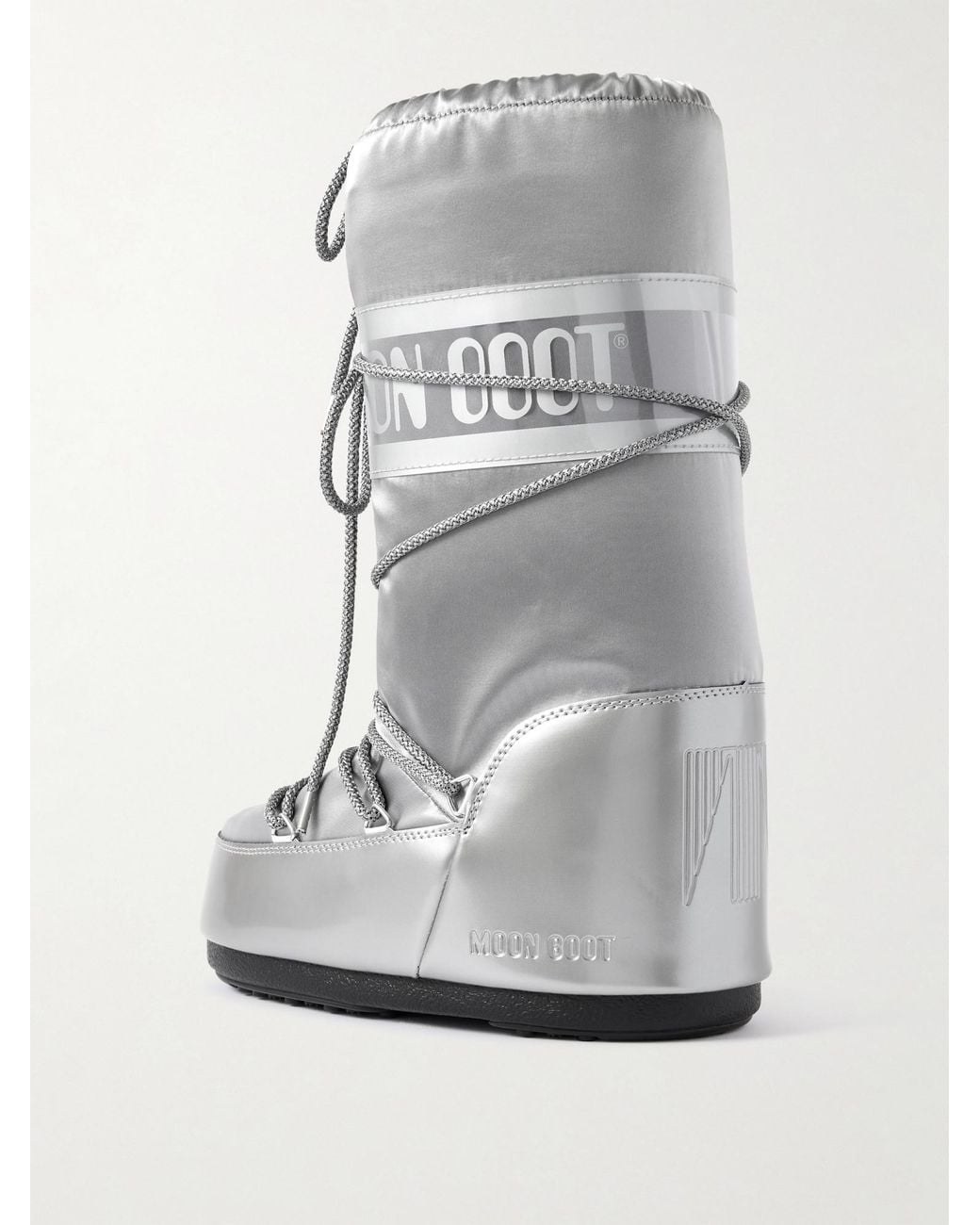 Moon Boot Gray Metallic Shell And Pvc Snow Boots