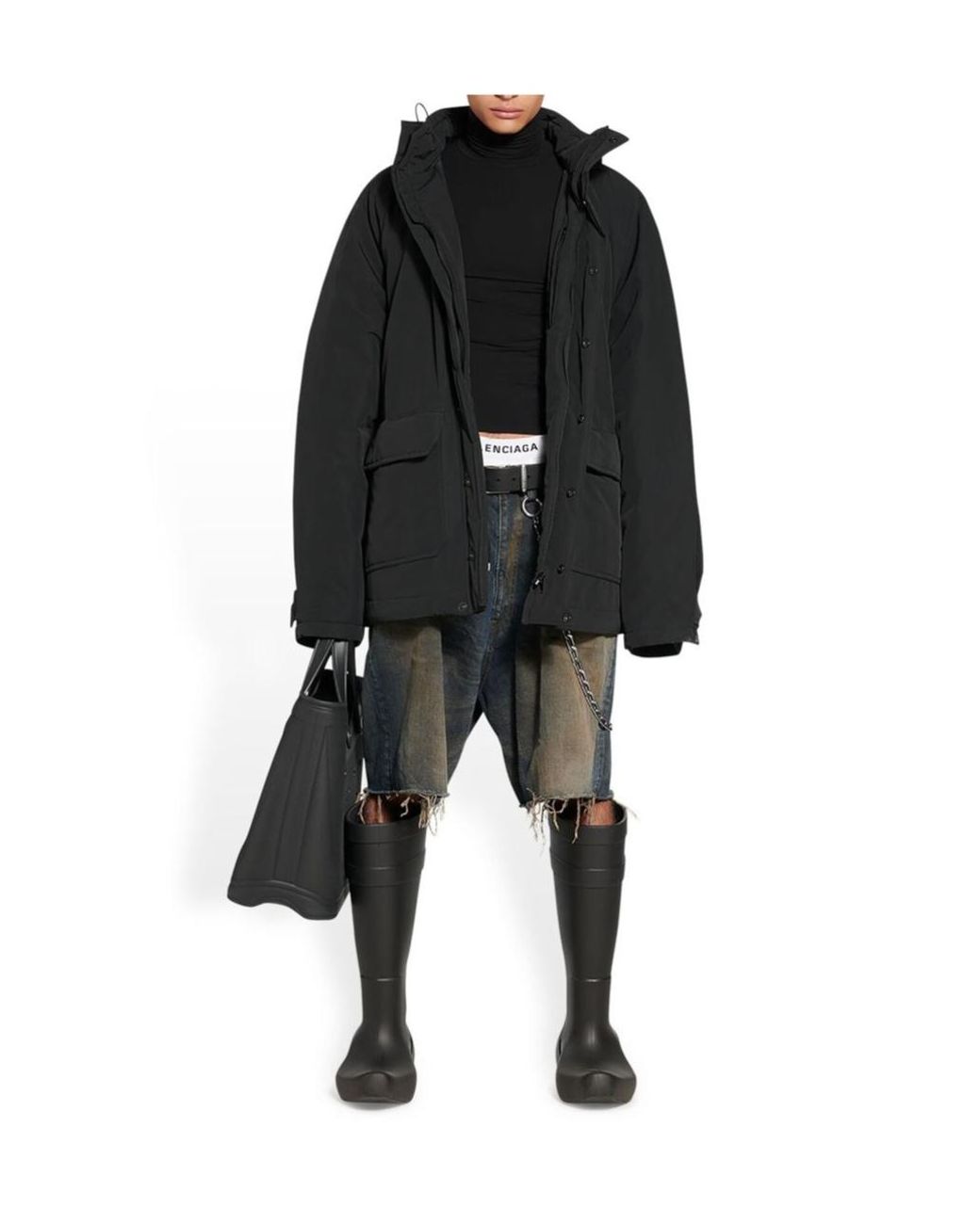 Balenciaga Black Bb Icon Kick Parka for men