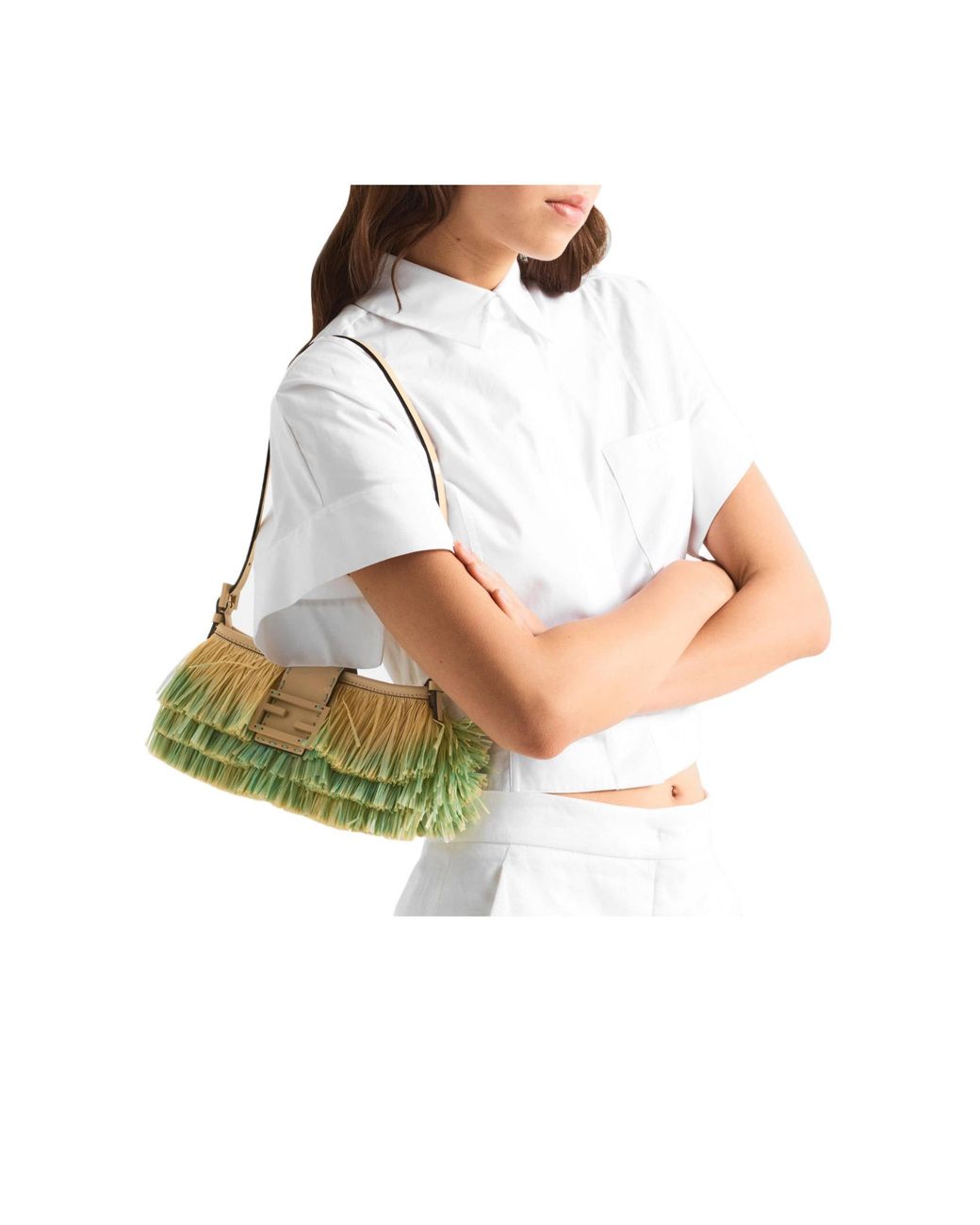 Fendi Metallic Woven Shoulder Bag