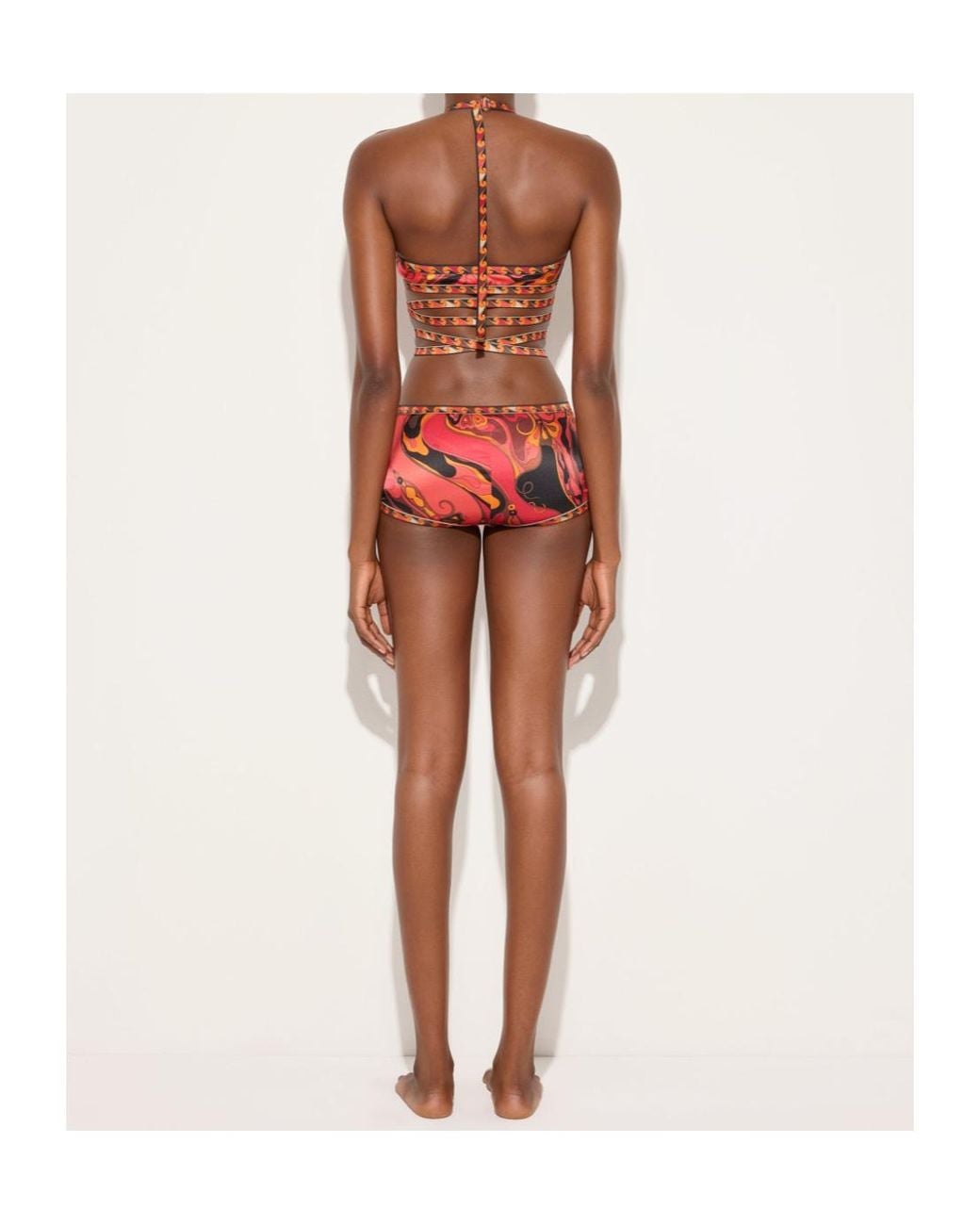 Emilio Pucci Red Orchidee-Print Silk Bra