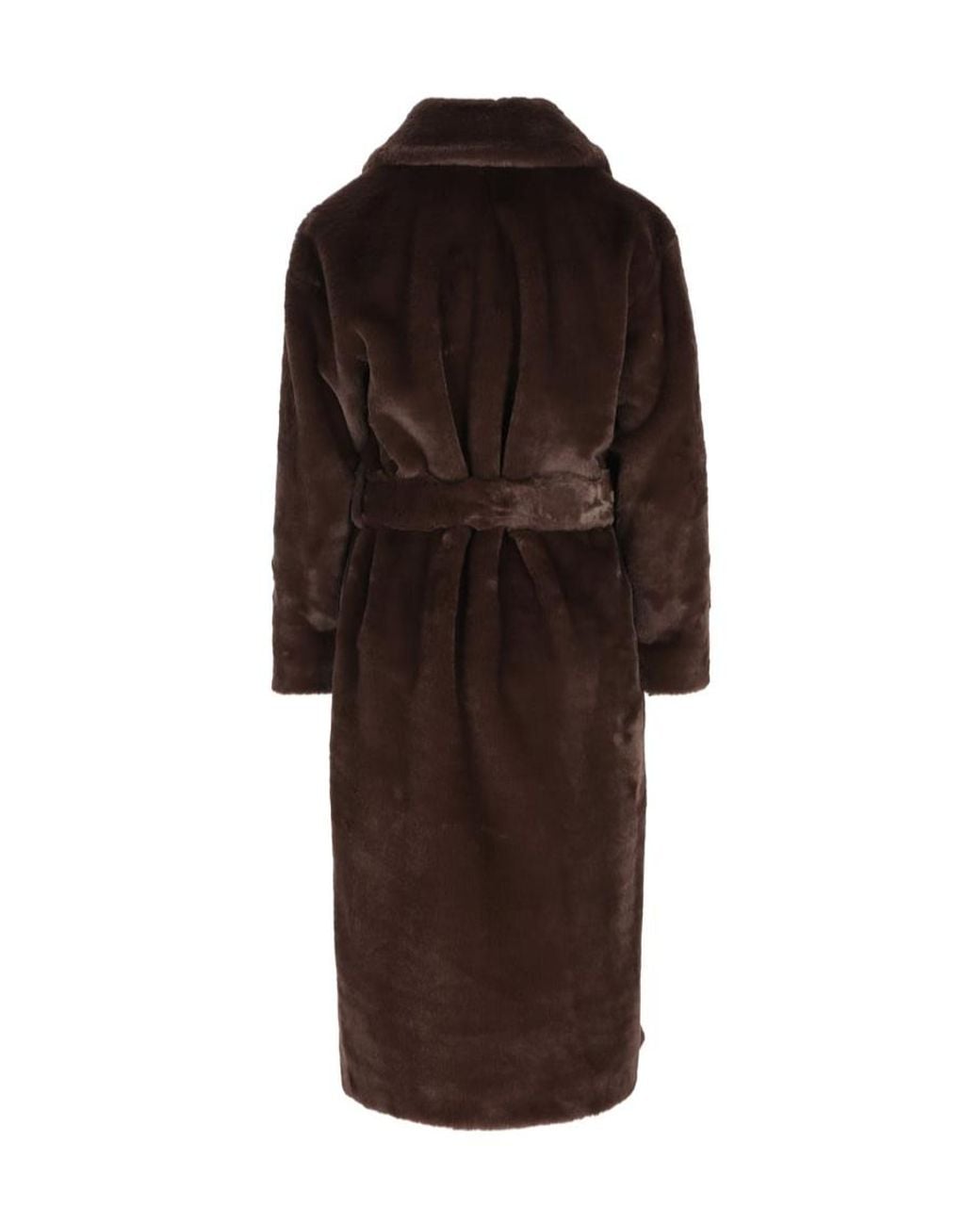 Herno Brown Belted Faux Fur Long Coat