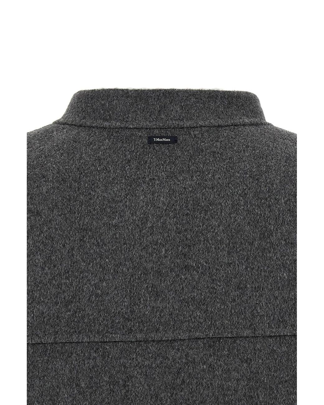 Max Mara Gray 'S Crewneck Button-Up Coat