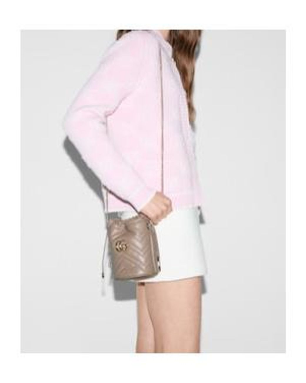 Gucci Brown Gg Marmont Mini Bucket Bag