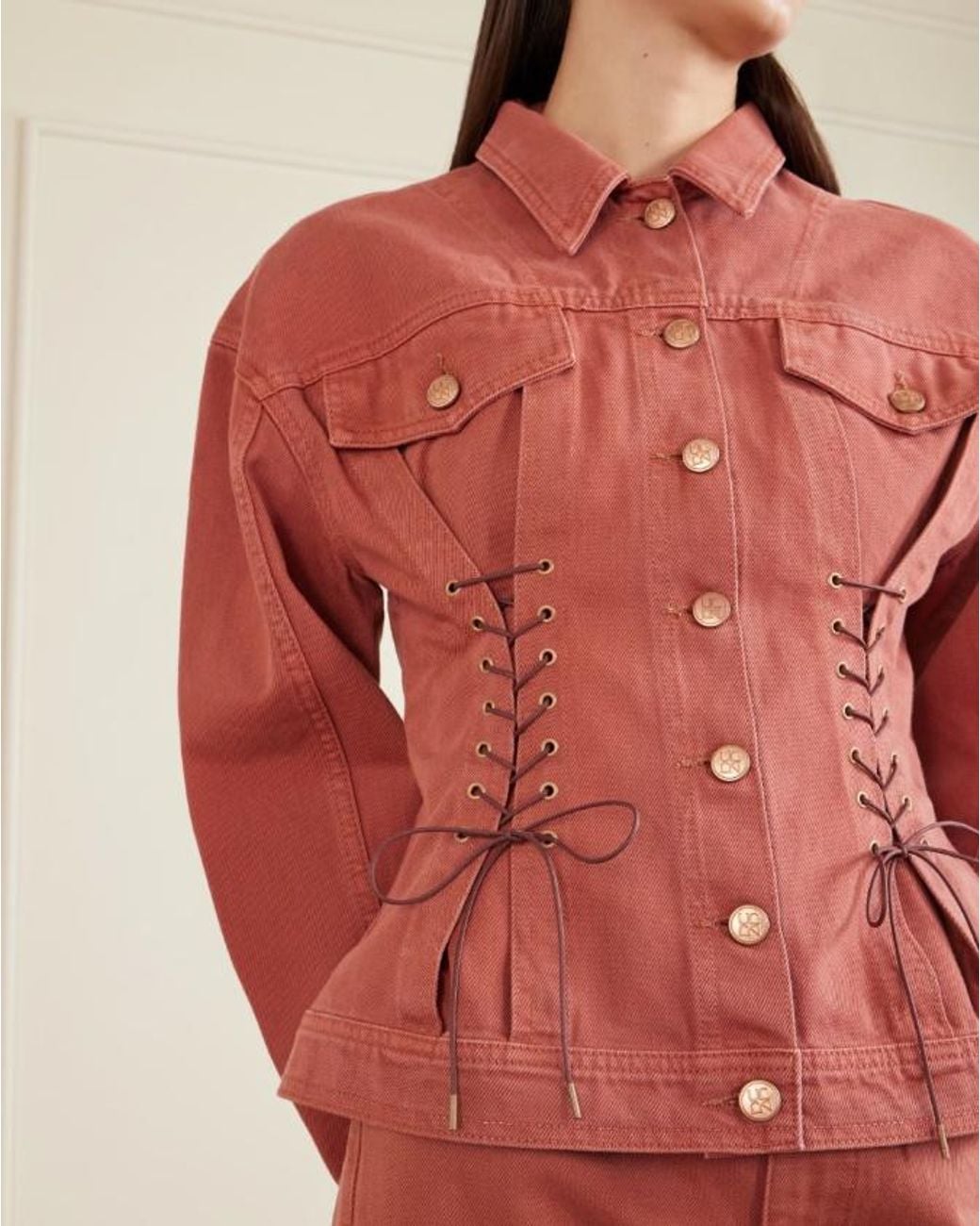 Ulla Johnson Pink Lace-Up Jacket