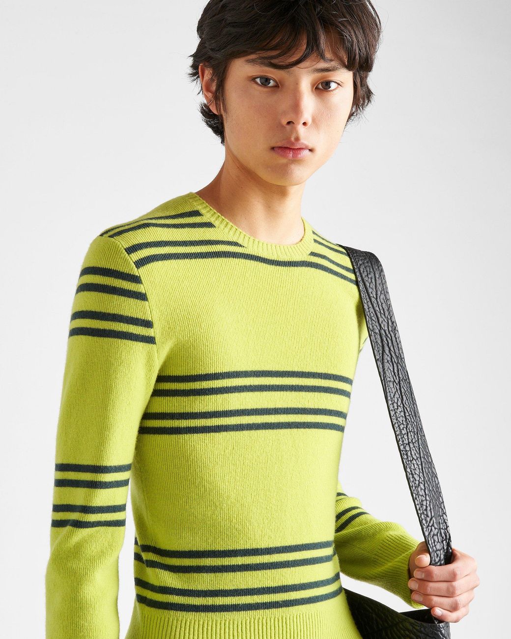 Prada Green Lambswool Crew-Neck Sweater for men