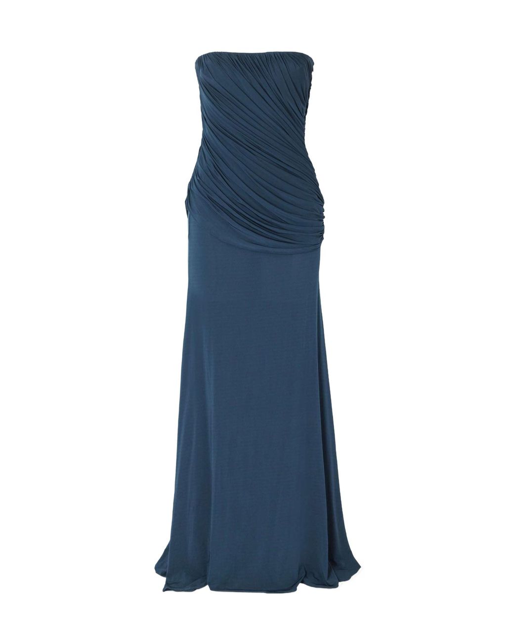 Alex Perry Blue Strapless Draped Jersey Gown