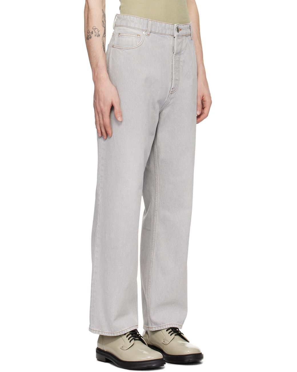 AMI Gray Ami Straight-Leg Jeans for men